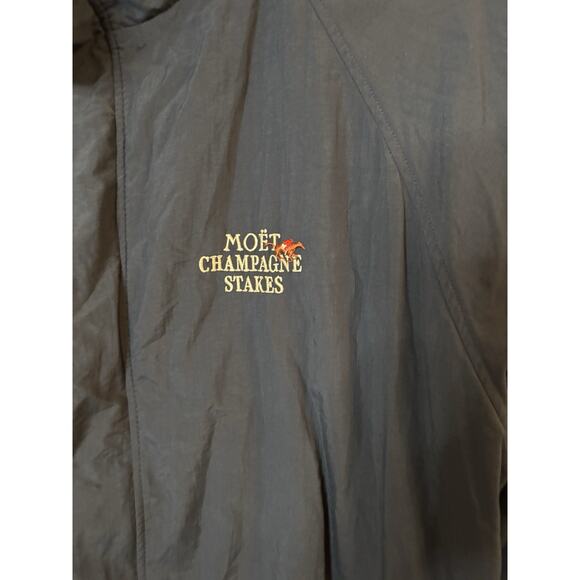 Vintage Blue & Teal Moet Champagne Stakes Nylon Jacket Auburn Sportswear USA XL - Picture 2 of 8
